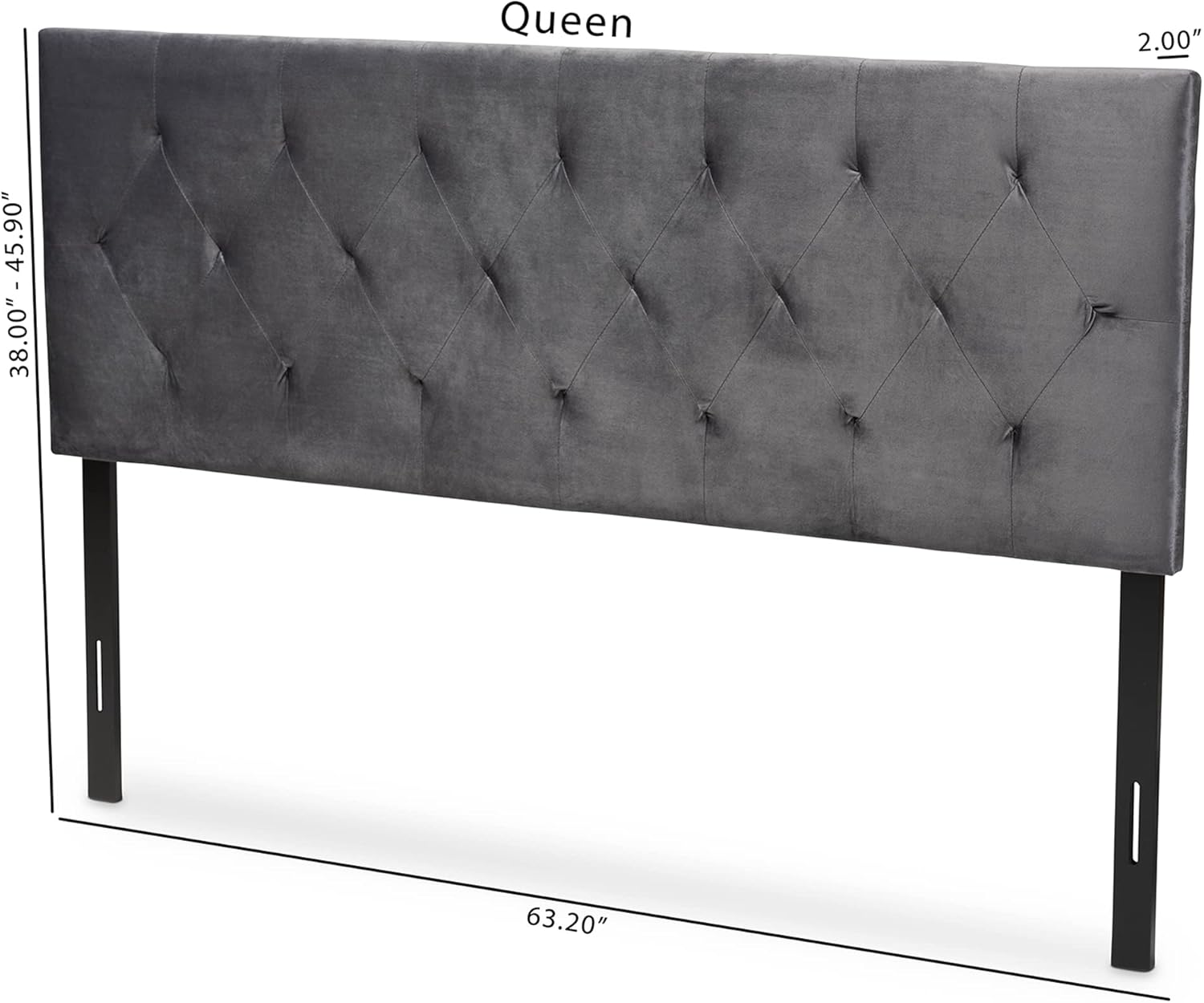 Baxton Studio Felix Modern and Contemporary Grey Velvet Fabric Upholstered Queen Size Headboard