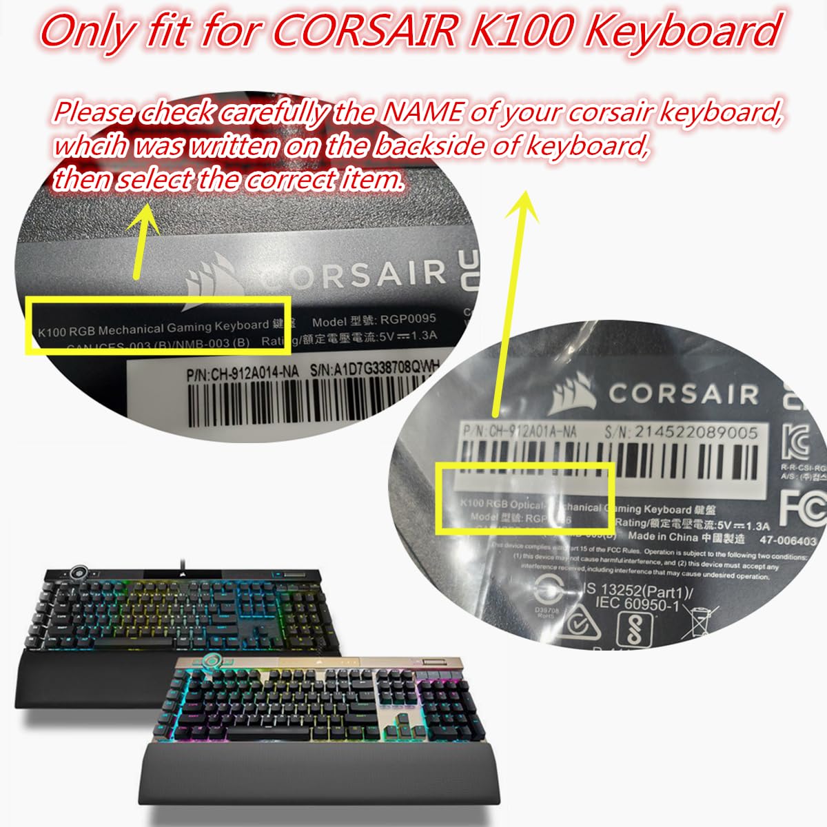 New Wrist Palm Rest for Corsair K100 RGB Optical-Mechanical Gaming Keyboard Wrist Rest Pad Palm Protection (Not Include Keyboard) (Black)