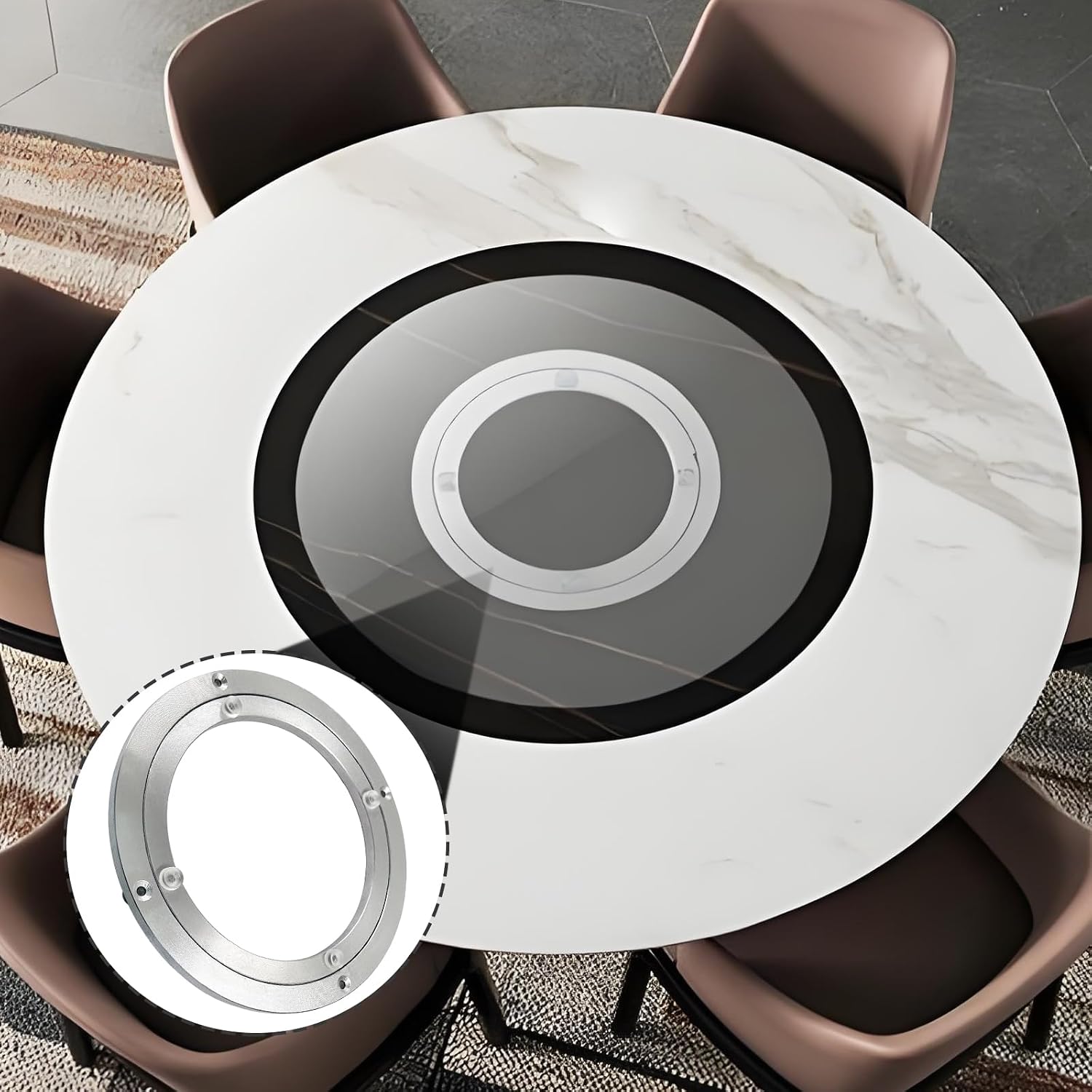 Hordion Lazy Susan Bearing Heavy Duty, 10" Aluminium Alloy Turntable Bearing Swivel Plate Round Rotating Turntable Hardware for Dining Table Kitchen