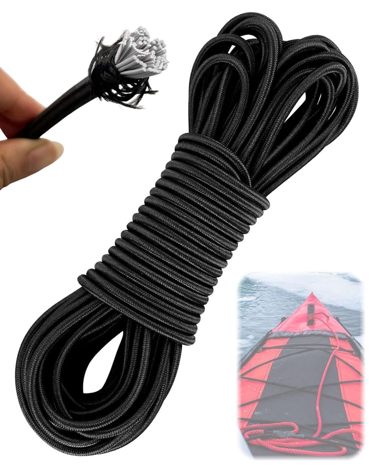 JUKOTA Corde Élastique Caoutchouc 15m X 6mm - Sandow Extensible Pour Bâche, Camping, Transport, Jardin