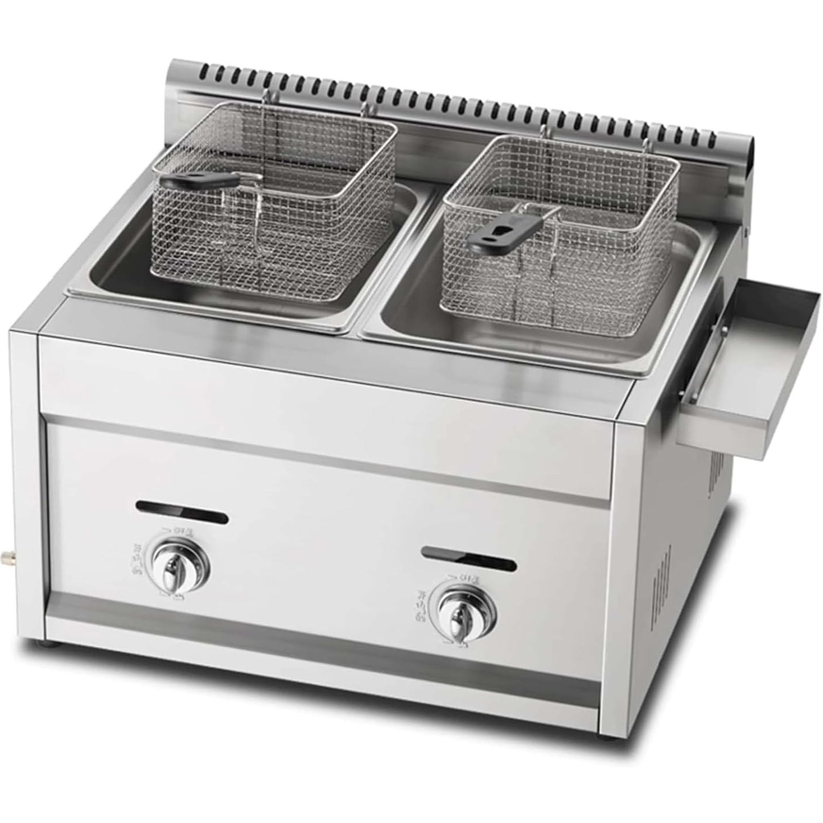 PixCy Freidora De Gas, Freidoras Industriales, Freidora a Gas Comercial, Freidora De Cocina, Encimera a Gas Profesional De Alta Capacidad,para Cocinar Alimentos,2tank