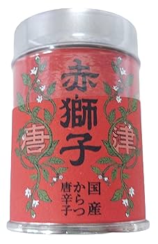 赤い唐獅子　送料込み Amazon | 唐津産一味唐辛子『赤獅子』（国産赤一味唐辛子）10g缶