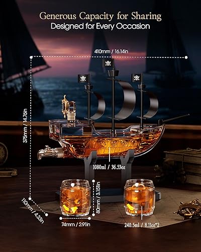Miniatura 5 de Kollea Regalos de cumpleaños para hombres, papá, juego de decantador de whisky con 2 vasos, dispensador de licor para bar en casa, ideas de regalo