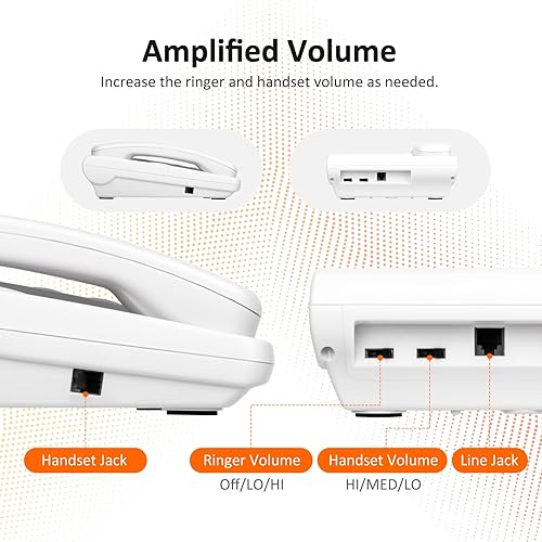 Miniatura 5 de Teléfonos con botón grande para personas mayores, timbre extra fuerte reemplazable con imagen, teléfono básico con cable para personas