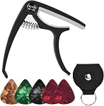 Quick-Change Capo for Acoustic and Electric Guitars | ABS Guitar Capo - Universal Stringed Instruments Accessories, for 6-String Acoustic & Electric Guitar Bass Mandolin Ukulele Banjo Bass, with Picks