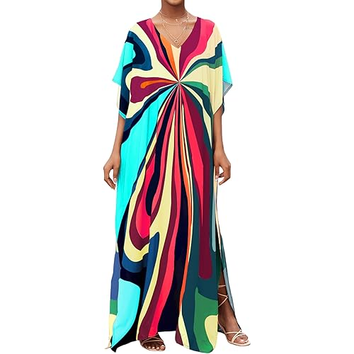 Moss Rose Kaftan Dresses for Women V Neck Summer Swimsuit Cover up Caftan Maxi Beach Dresses