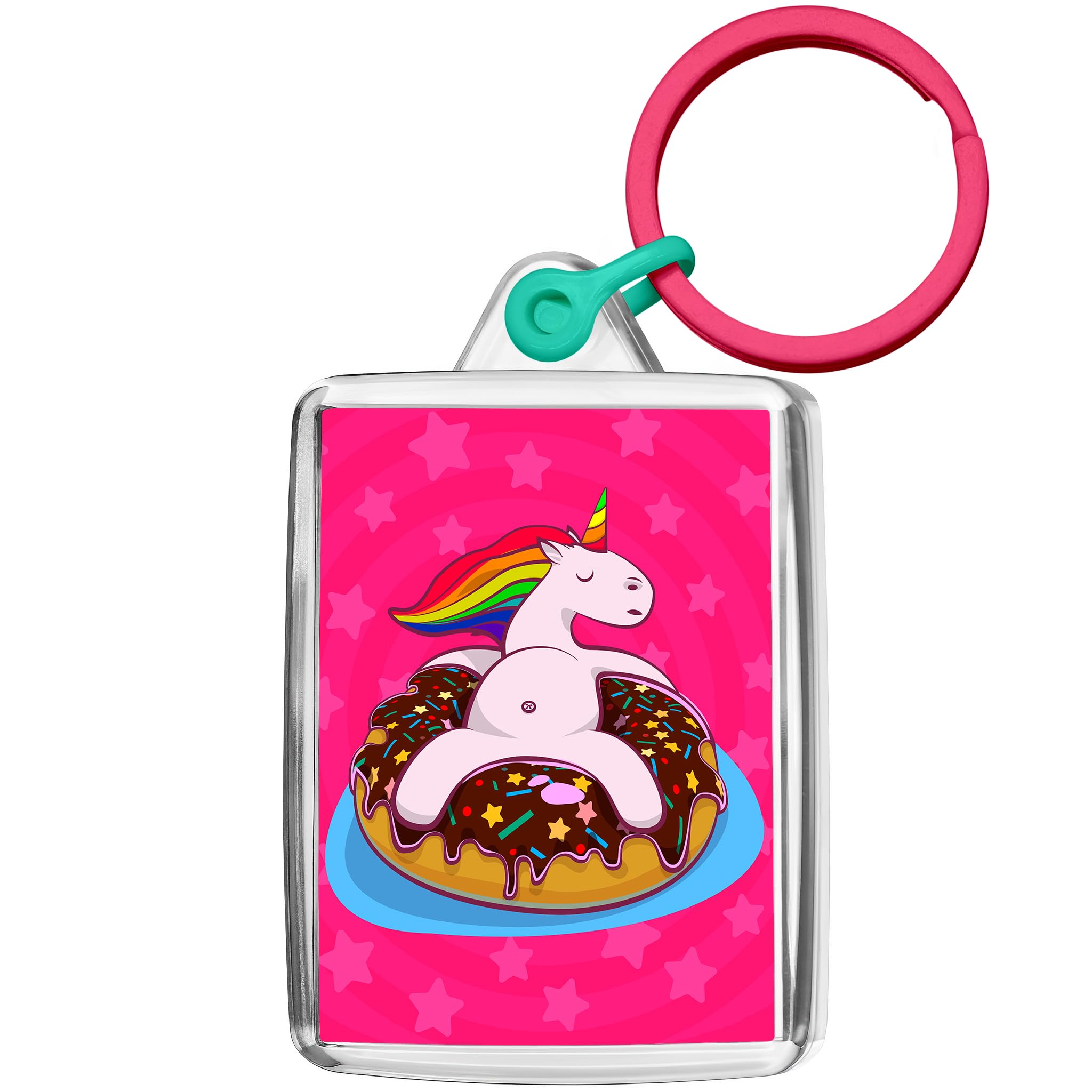 Pixly® Unicorn & Donut Keyring Key Fob Keychain Joke Keepsake Funny Gift for Him Her