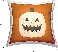 Vista 4 de Stupell Industries Loni Harris - Almohada con diseño de Jack-o-Lantern de Halloween, 18 x 18 pulgadas, color naranja