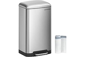 SONGMICS 8 Gallon Stainless Steel Trash Can with Lid and Inner Bucket