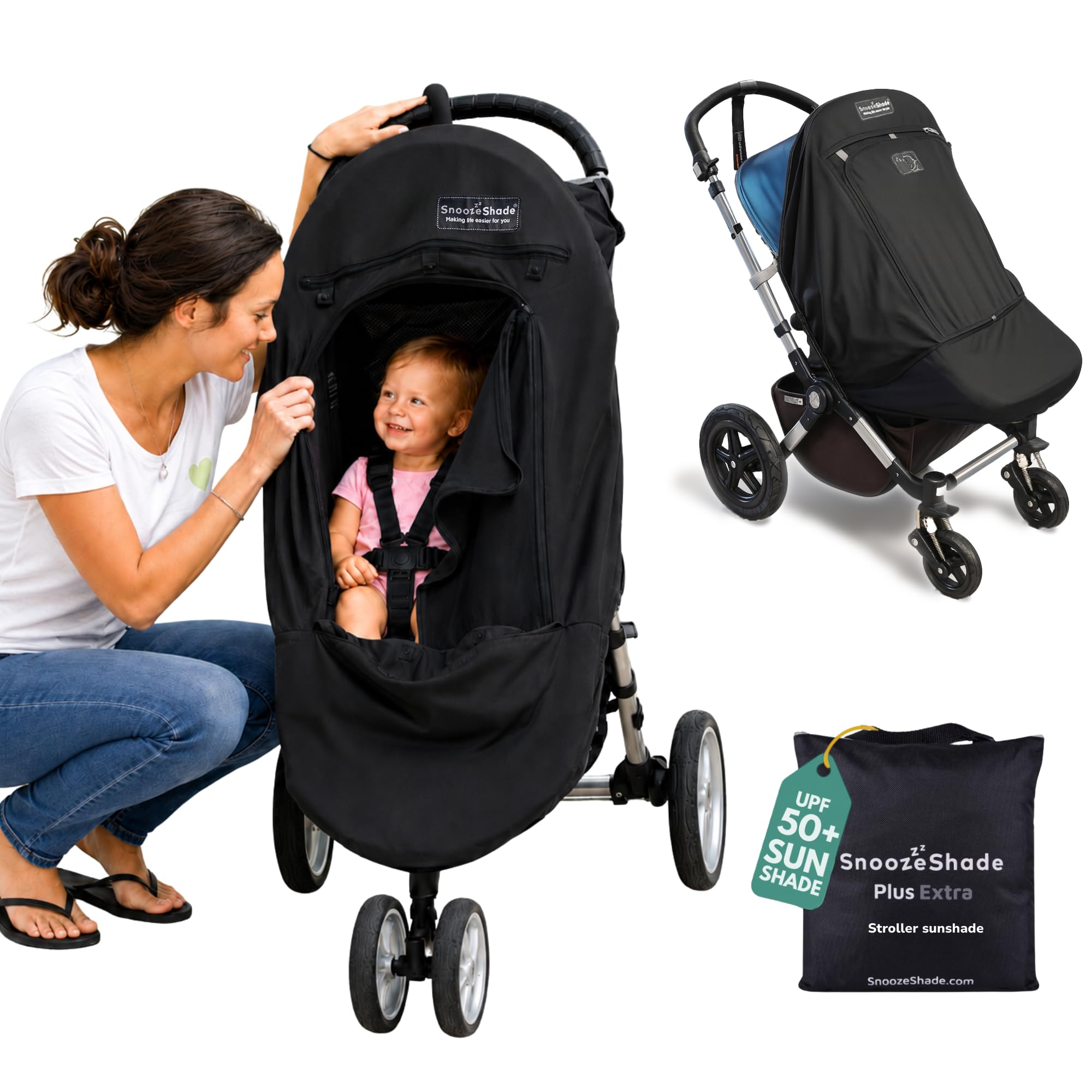 "SnoozeShade Plus Extra (da 6-9 mesi a 3 anni) Parasole e ausilio per dormire per passeggini e passeggini per neonati e bambini piccoli | Blocca in modo sicuro fino al 99% dei raggi UV