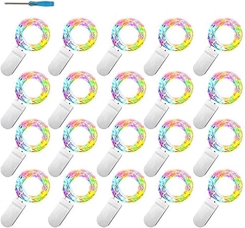 Miniatura 8 de FELISHINE Paquete de 20 tiras de luces de hadas, 6.6 pies, 20 luces LED, funciona con pilas, alambre de cobre plateado, cadena de luces estrelladas