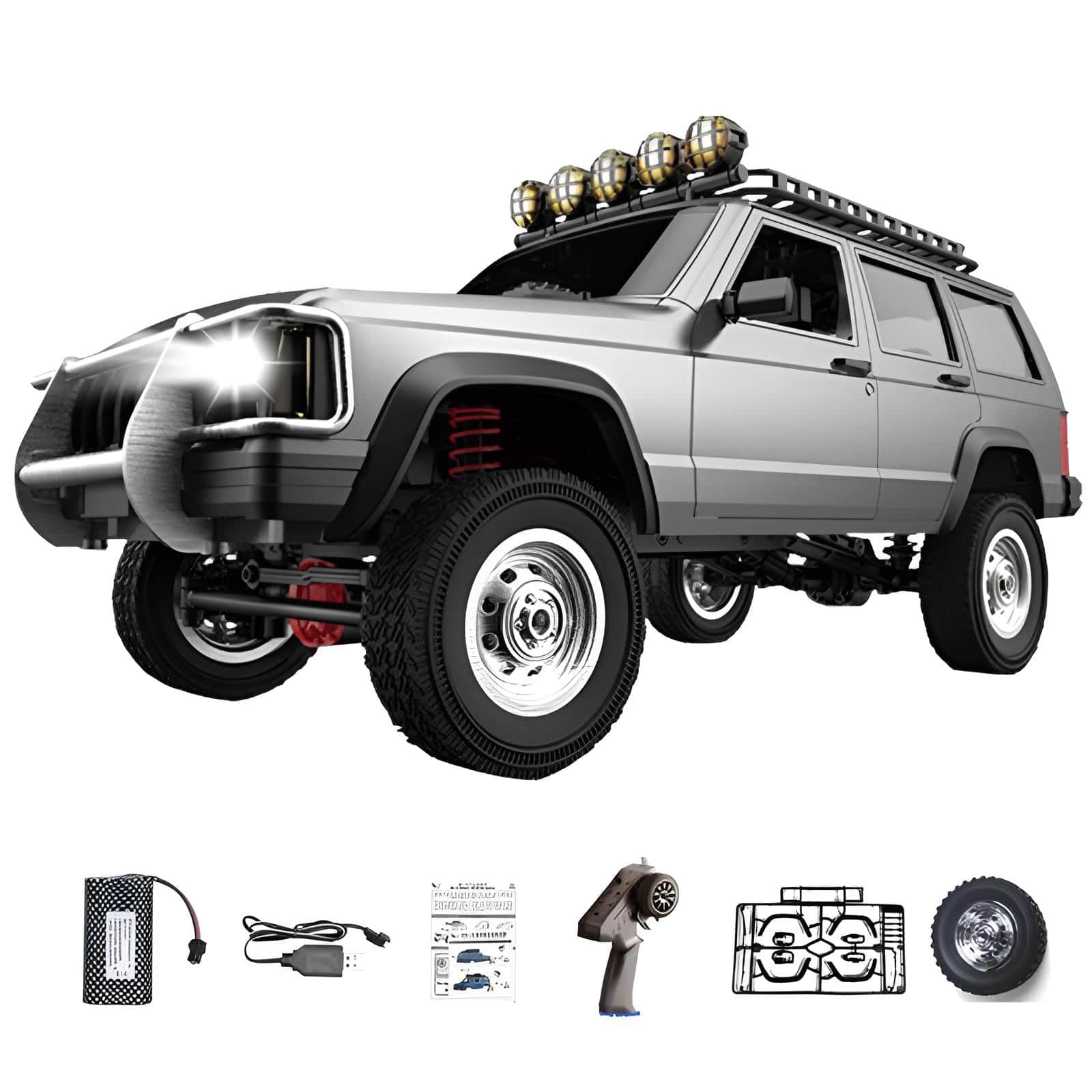 Skala 1:12 4wd All-terrain Off-road Rc Car Ze światłami Led I Gumowymi Oponami, Samochód Do Wspinaczki Z Pilotem Zdalnego Sterowania Z Pięknym Wnętrzem