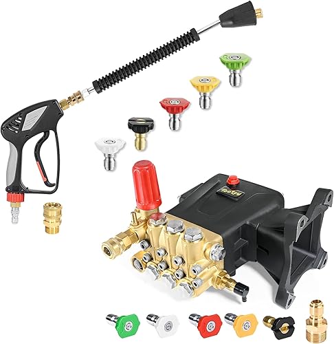 Bomba de lavado a presión máx. 4200 PSI 4.4 GPM, eje de 1 pulgada de repuesto de bomba de lavado a gas, pistola de lavado a presión, extensión de