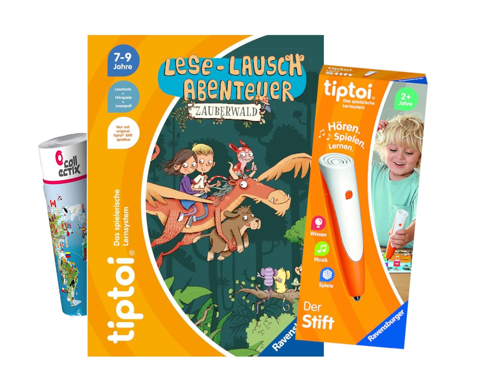 Ravensburger tiptoi Set: Pocket Wissen - Body (książka dla dzieci) + 00110 tiptoi rysik + mapa świata dla dzieci, zabawka edukacyjna dla dzieci