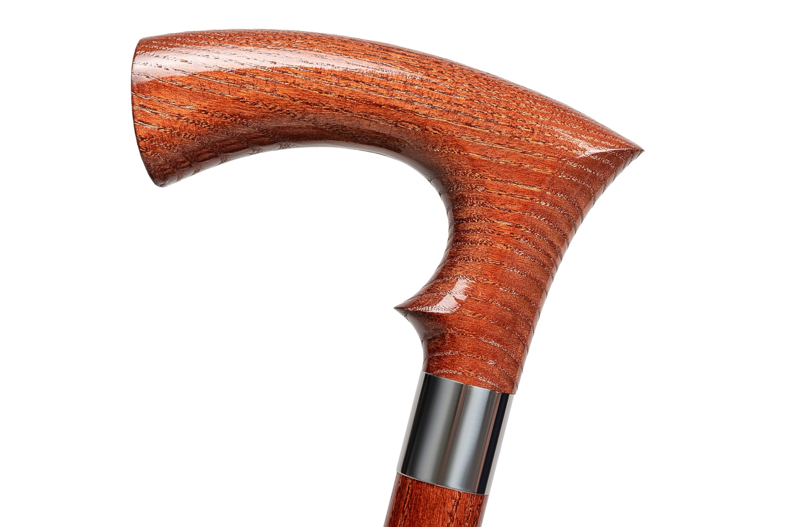 Dr. Watson Classic Duke Walking Stick – Handcrafted Ash Wood Cane with Polished Stainless Steel Collar