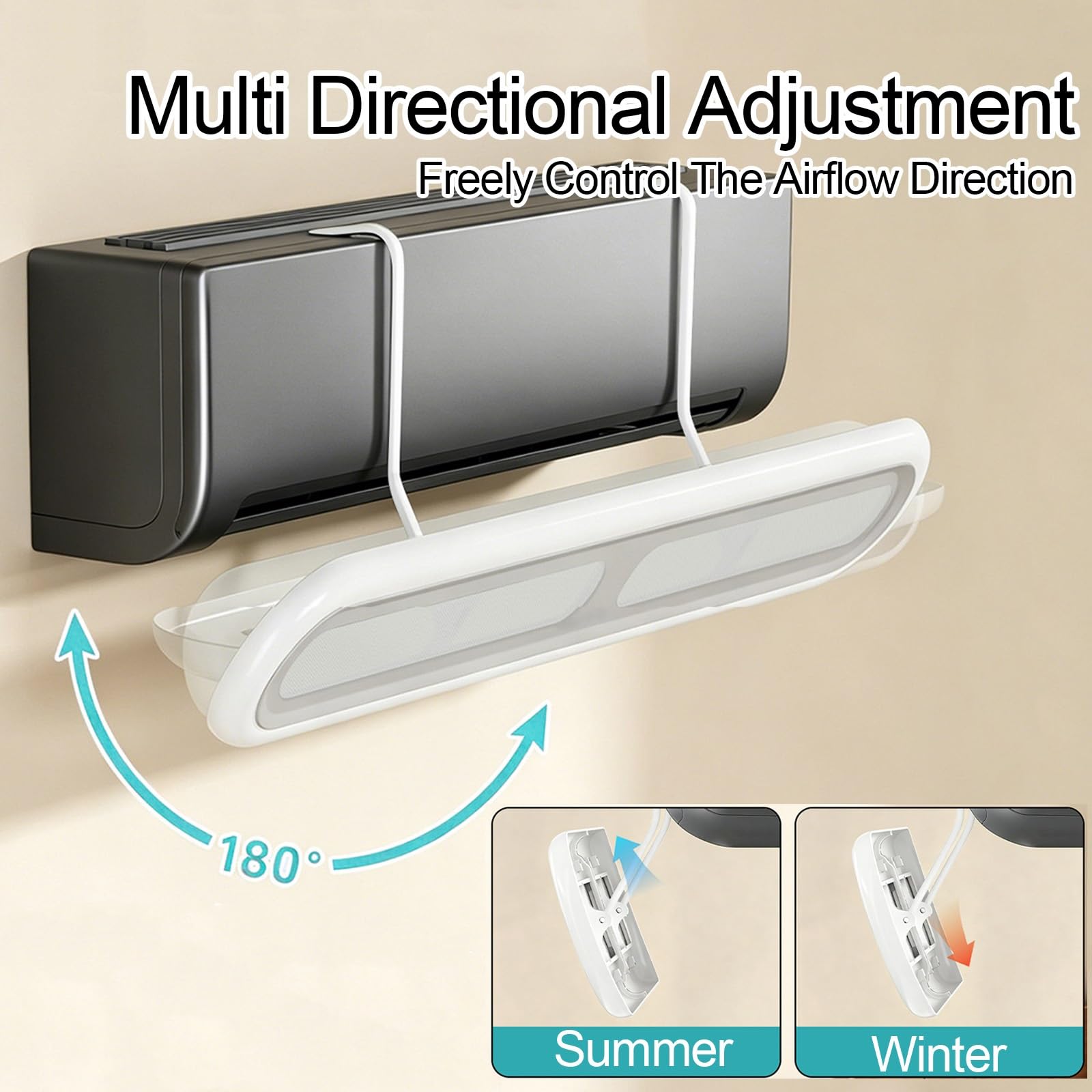 Deflettore Climatizzatore 89,8x16cm, Regolabile a 180°, barriera condizionatore Installazione Senza Fori per Casa e Ufficio