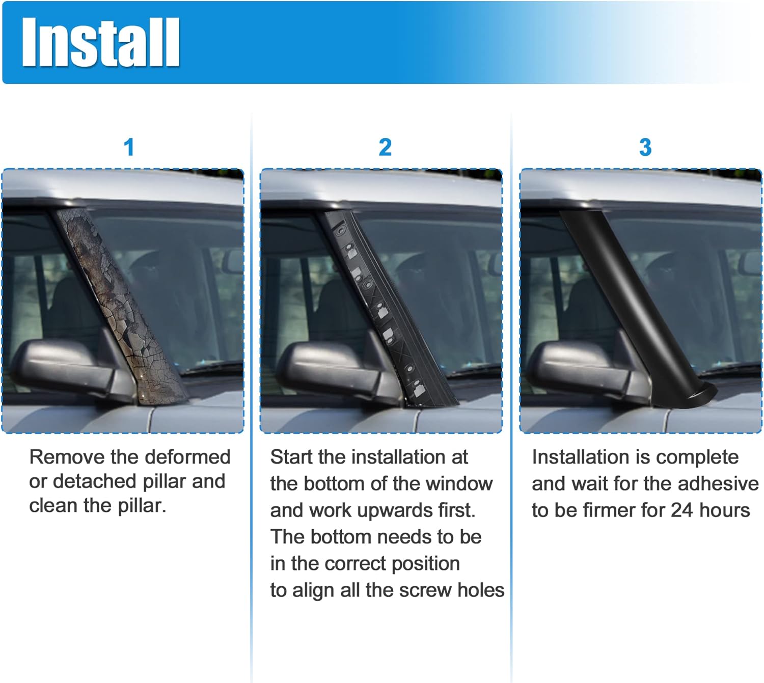 X AUTOHAUX Pair Windshield A Pillar Trim Exterior for Land Rover Discovery 1999-2004 Driver and Passenger Outer Side DCB500060PMA DCB500070PM Front Left and Right