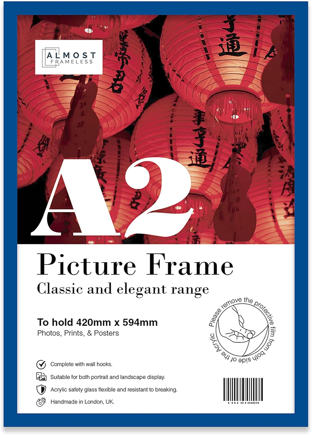 A2 Blue Picture Frame, Fits A2 (42 x 59.4cm 16.5 x 23.4in) Poster