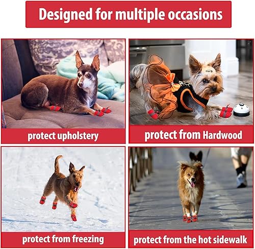 Miniatura 5 de Botas de perro antideslizantes para perros y cachorros pequeños medianos 4 unidades
