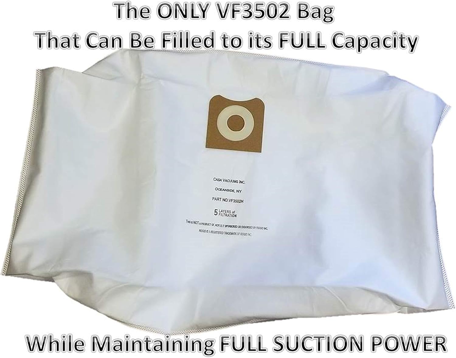 Casa Vacuums HEPA 3-Pack RIDGID compatible 12-16 Gallon VF3502 Wet Dry Vac High-Efficiency Dust Bags, Wet Dry Vacuum Filter Bags.