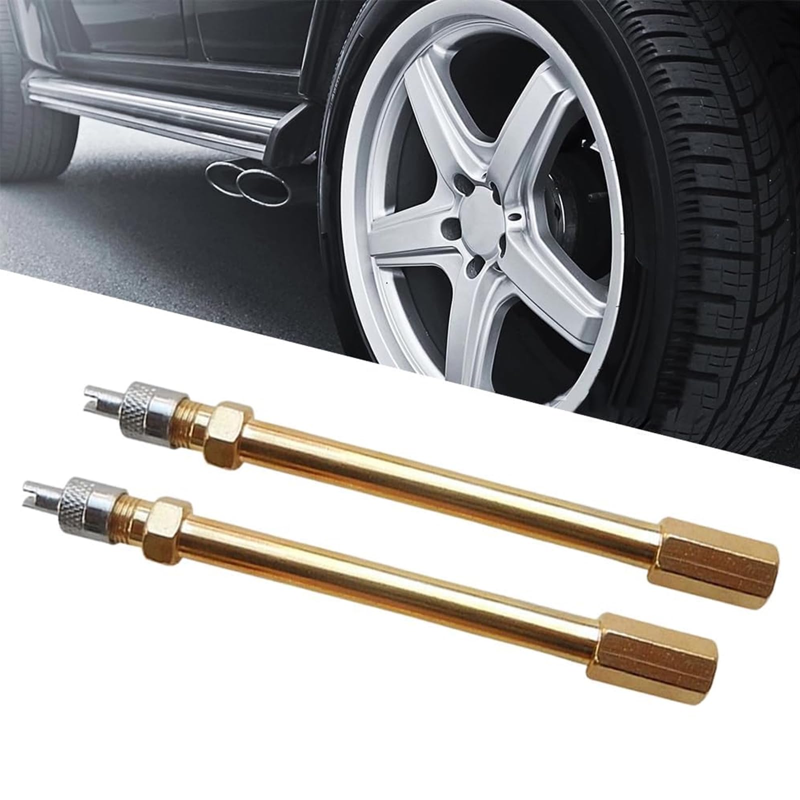 2 Pezzi Estensione della Valvola Anti-Ritorno da 10 cm con Smontaggio, Estensione della Valvola dell'aria per Pneumatici di Auto, Monopattini, Camion, Biciclette
