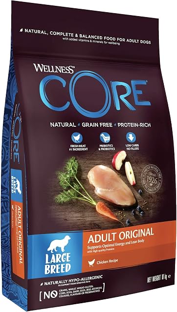 Wellness CORE Large Breed Adult Original, Dry Food for Large Breed, Dry Dog Food for Large Breeds, Grain Free Dog Food, High Meat Content, Chicken, 10 kg