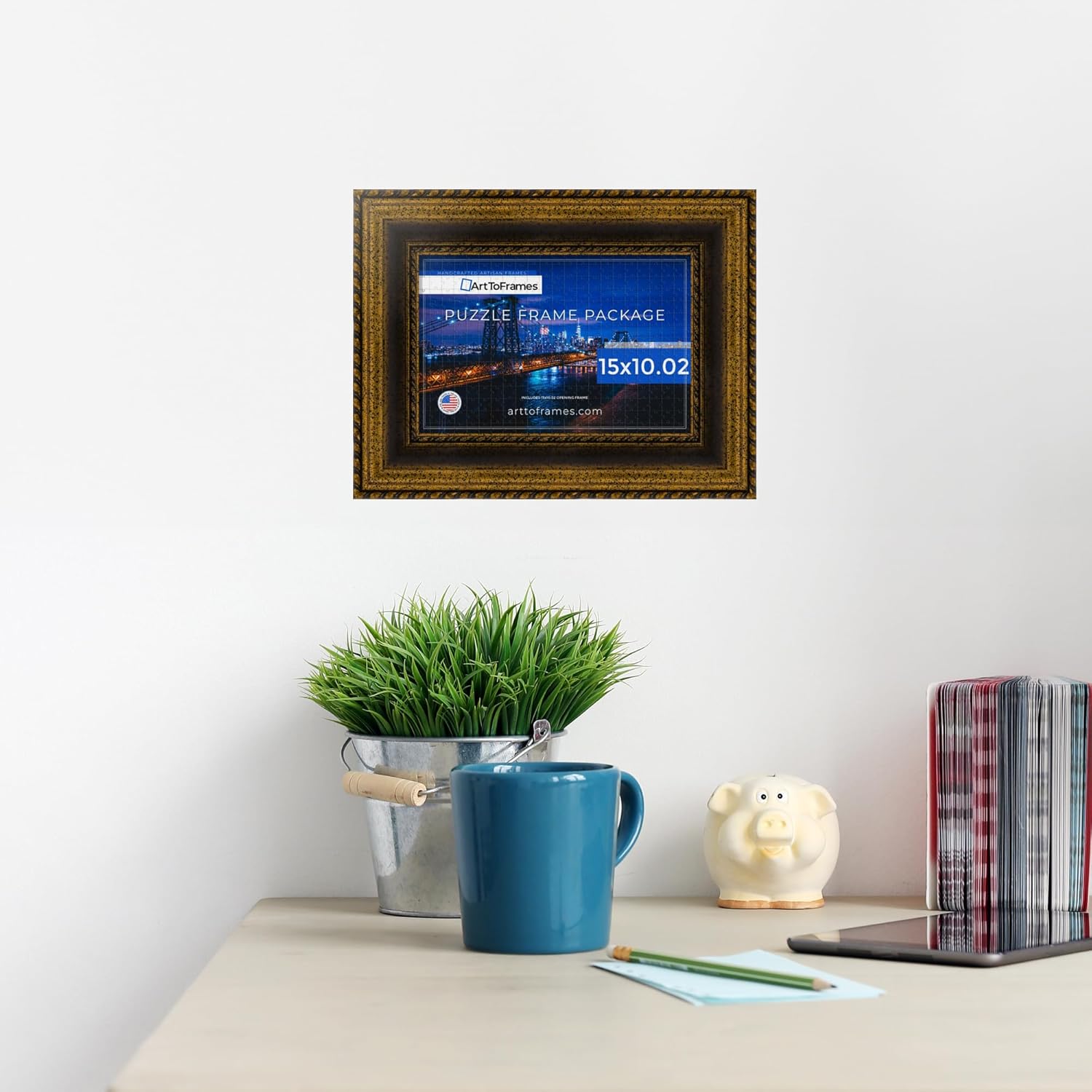 ArtToFrames 15x10.02 INCH/38x26 CM Multi Frame for 1000 Piece Puzzles.This 3.50 Inch Custom Wood Puzzle Frame is Other - Comes with Regular Glass (Puzzle5166-15x10.02)