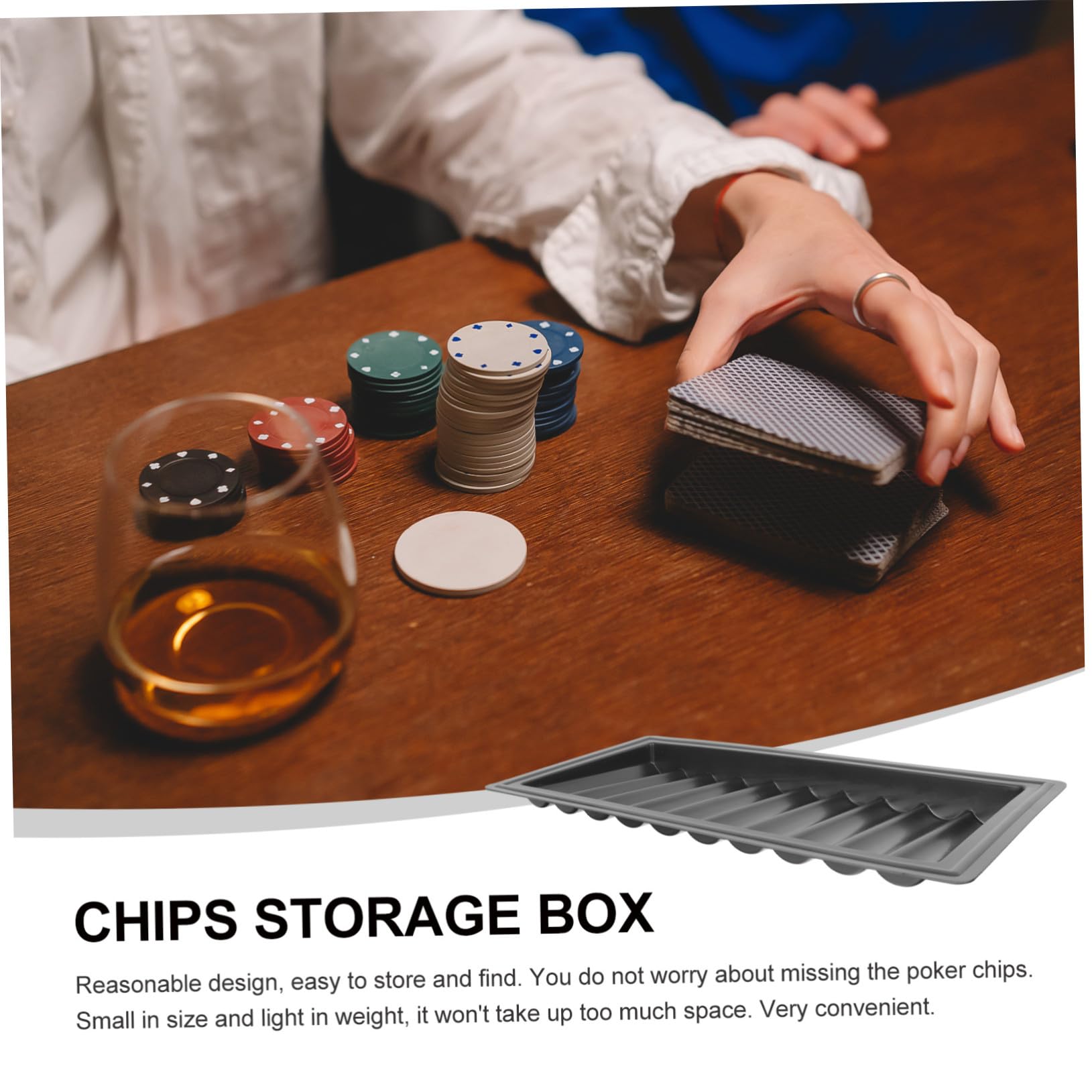 Mipcase Porta Chip da Poker in Plastica Nero per 500 Pezzi Base Piatta Organizer Semplice per Giochi da Tavolo e Accessori