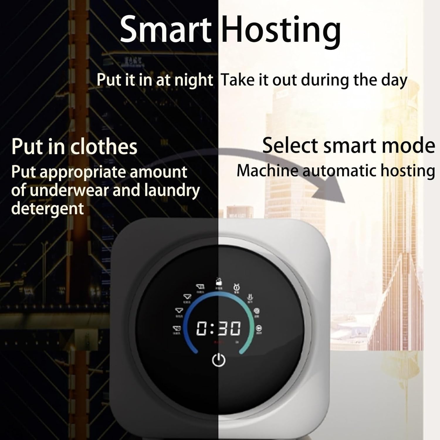 Mini Washing Machine, Wall-mounted 3.5L Electric Small Washing Machine, Compact Size, Suitable for Apartments and Dormitories