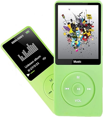 Reproductor de MP3, reproductor de música con tarjeta micro SD de 16 GB, altavoz integrado/foto/reproducción de video/radio FM/grabadora de