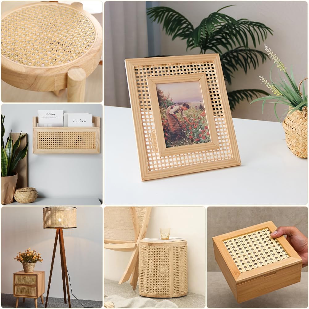 GORGECRAFT 40 Inch (3.3 feet) Long Rattan Cane Webbing Roll Rattan Weave Roll 12 Inch Width Light Khaki Open Rattan Mesh Caning Wicker Woven Material for Home Project Furniture Chair Cabinet DIY Craft