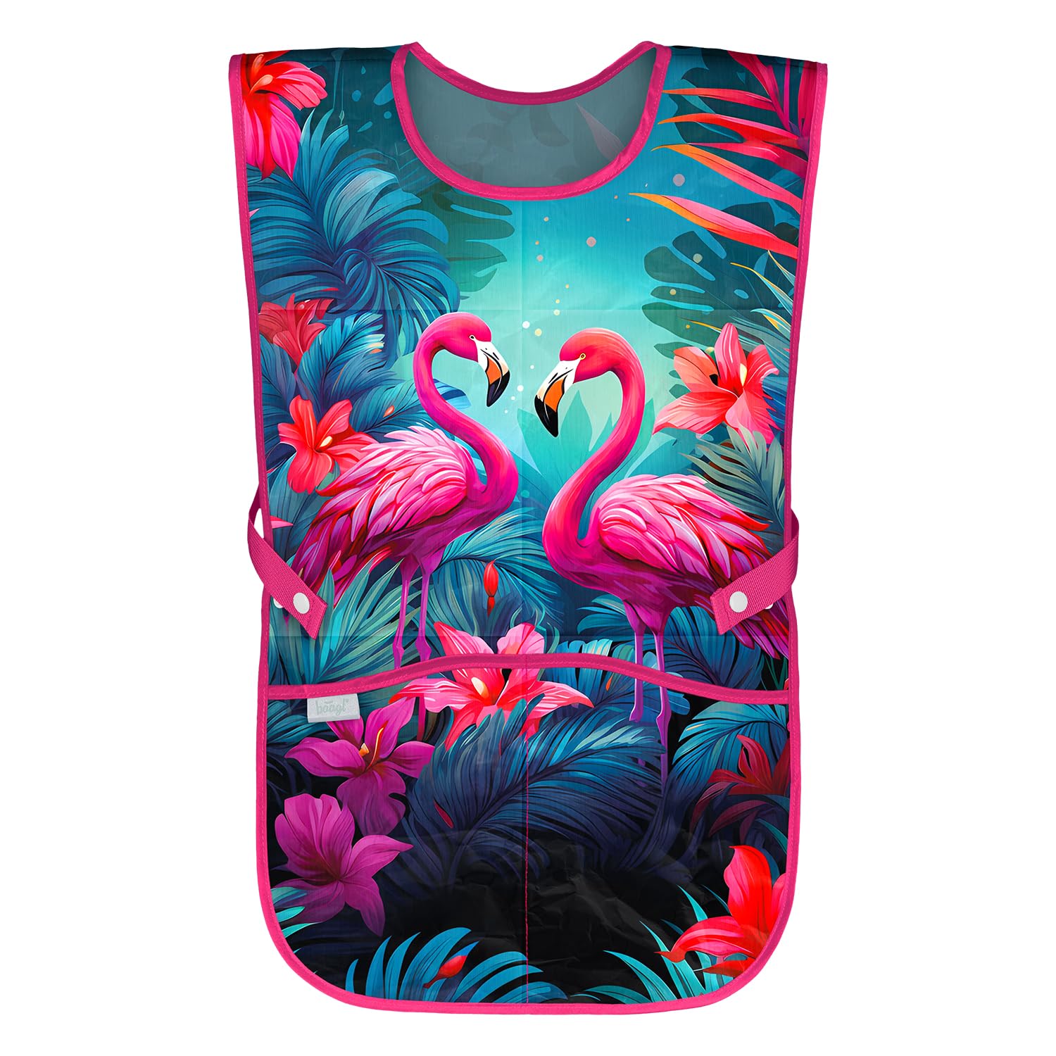 Baagl Children's Apron - Girls & Boys Cooking & Painting Apron - Flamingos