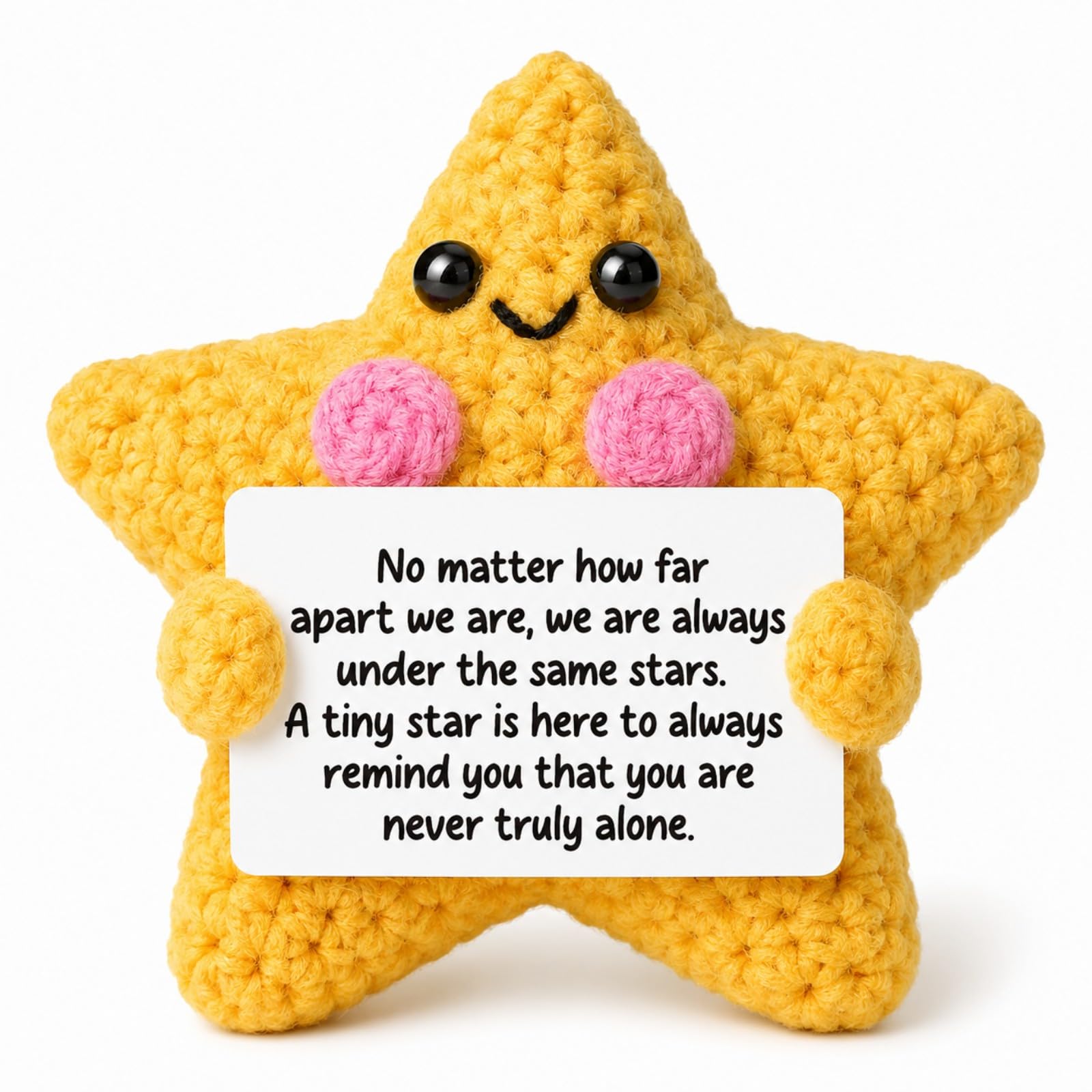 1 Pack Woven Star Doll Fun Gifts With Good Luck Card, Long Distance Relationship Gifts, Knitted Star Plushs, Meaningful Positive Crochet Animals For Long Distance Relationships Friends Family Her Him