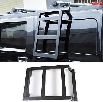 Rear Window Side Ladder, Roof Rack Ladder Compatible with Hummer H2 2003-2009 Luggage Carriers Exterior Accessories