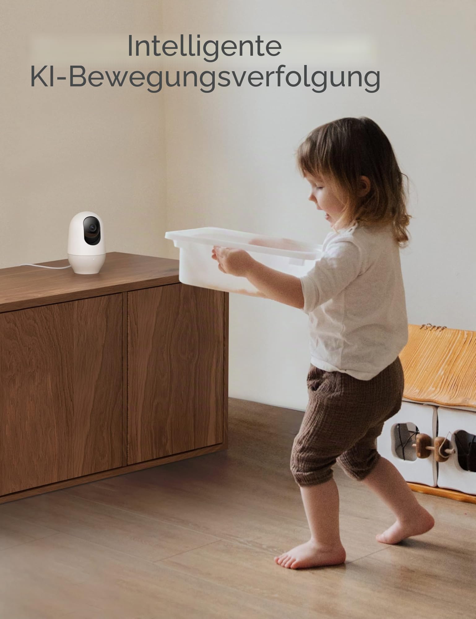nooie 5G Babyphone mit Kamera und SD-Karte, 2K Babyphone WLAN Haustierkamera, kabellose 360-Grad IP-Kamera, Bewegungsverfolgung, Super IR Nachtsicht, Zwei-Wege-Audio, funktioniert mit Alexa