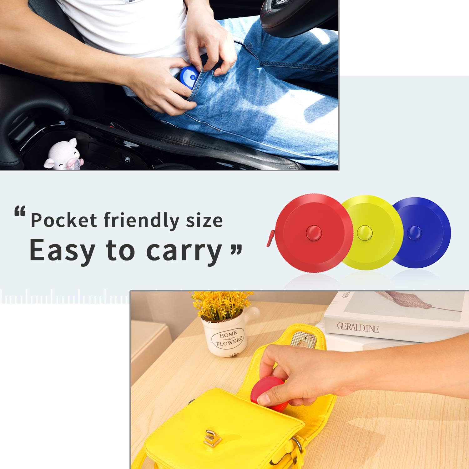 DiCUNO 60-Inch 1.5 Meter Soft and Retractable Tape Measure Medical Body Measurement Tailor Sewing Craft Cloth Dieting Measuring Tape (3 Colors Package with Soft Tape)