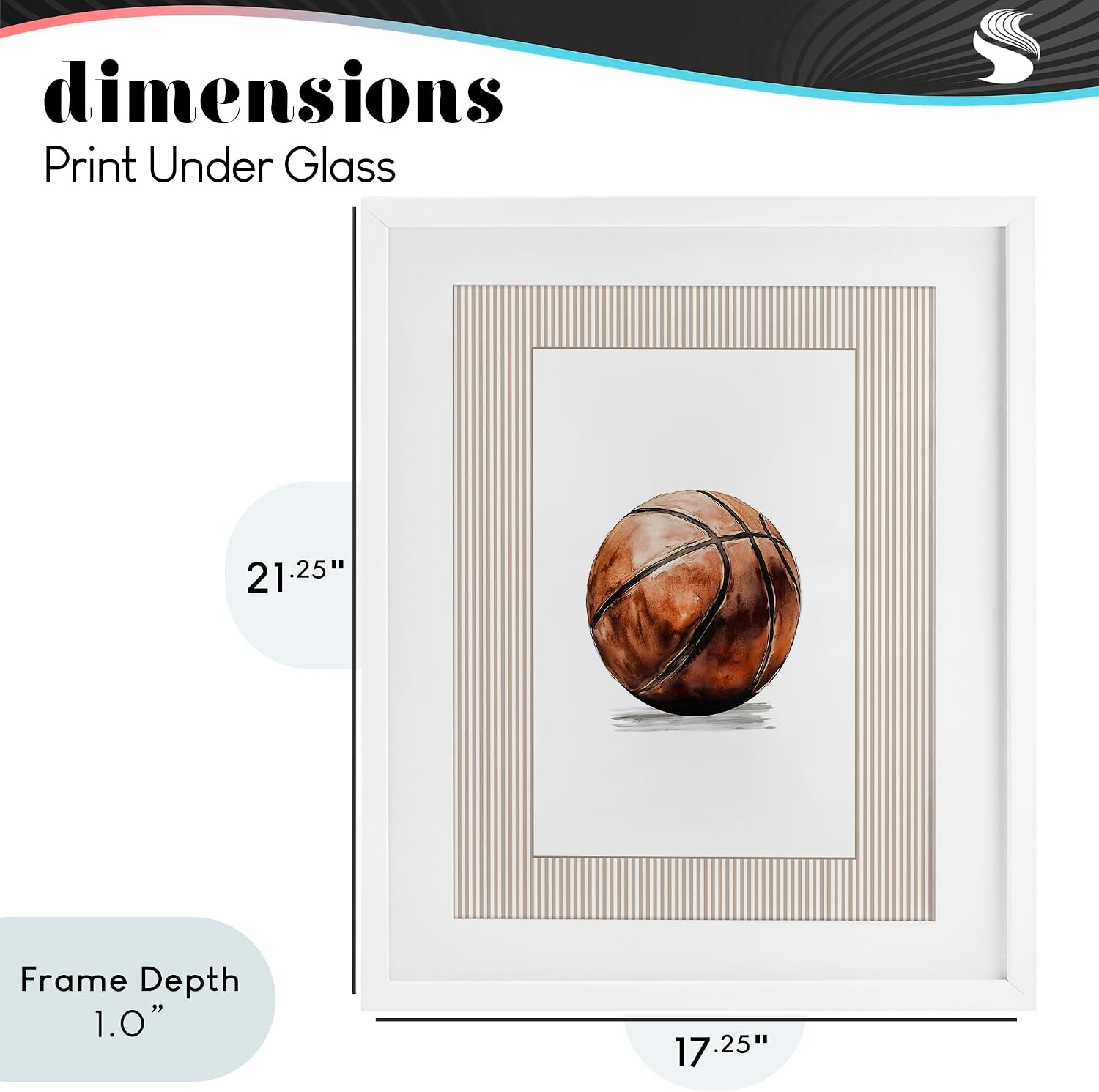 Stupell Industries 'Vintage Sports Basketball', Framed Print Under Glass, White, 17 x 21 Inches, Easy to Hang and Sturdy, Made in USA, by Christine Simpson Art | Stupell Industries · By Christine Simpson Art · Ready to hang · Great for kids rooms and playrooms · Made in USA