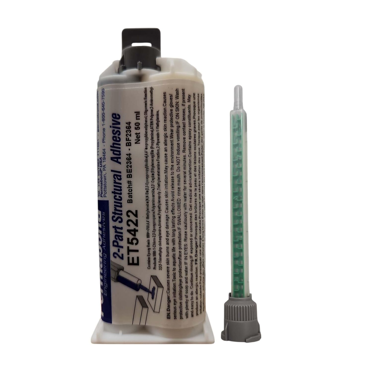 Permabond ET5422 Two-Part Epoxy Adhesive, High-Performance, 50ml Adhesive Kit with Hand Plunger
