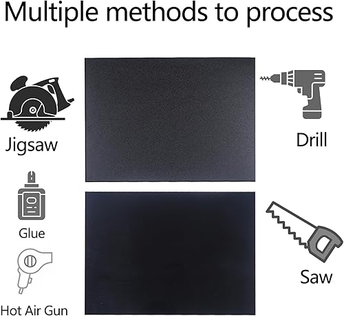 Miniatura 6 de Frddiud Hoja de plástico ABS negro, 6 piezas de láminas rígidas de ABS de 12 x 16 pulgadas (acabado mate y texturizado), materiales de bricolaje