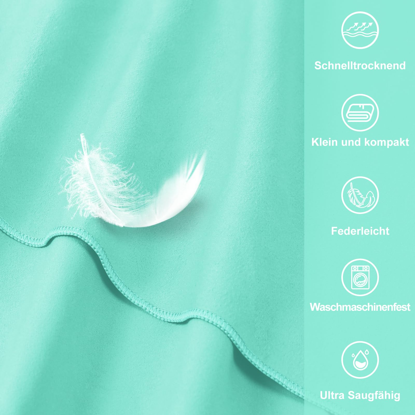 Pameil Asciugamano fitness con tasca con chiusura lampo, 120 x 50 cm, asciugamano in microfibra, compatto e ad asciugatura rapida, asciugamano sportivo da palestra (verde erba)