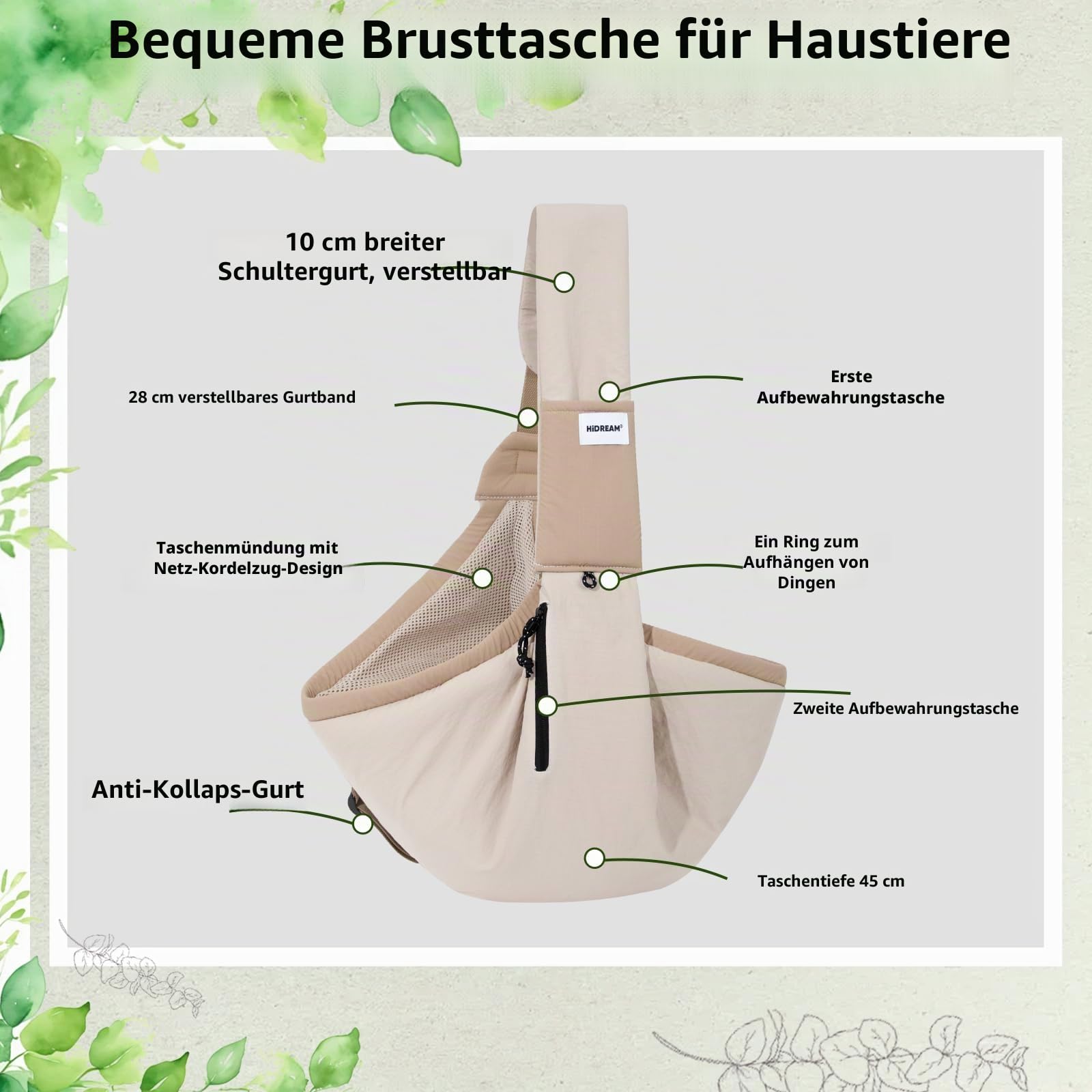 Tragetasche für kleine Hunde, weiche Seite, freihändige Katzentragetasche mit festem Klebeband und Seitentasche, Crossbody-Tragetasche für Welpen, Katzen bis zu 8,8 kg, Grau
