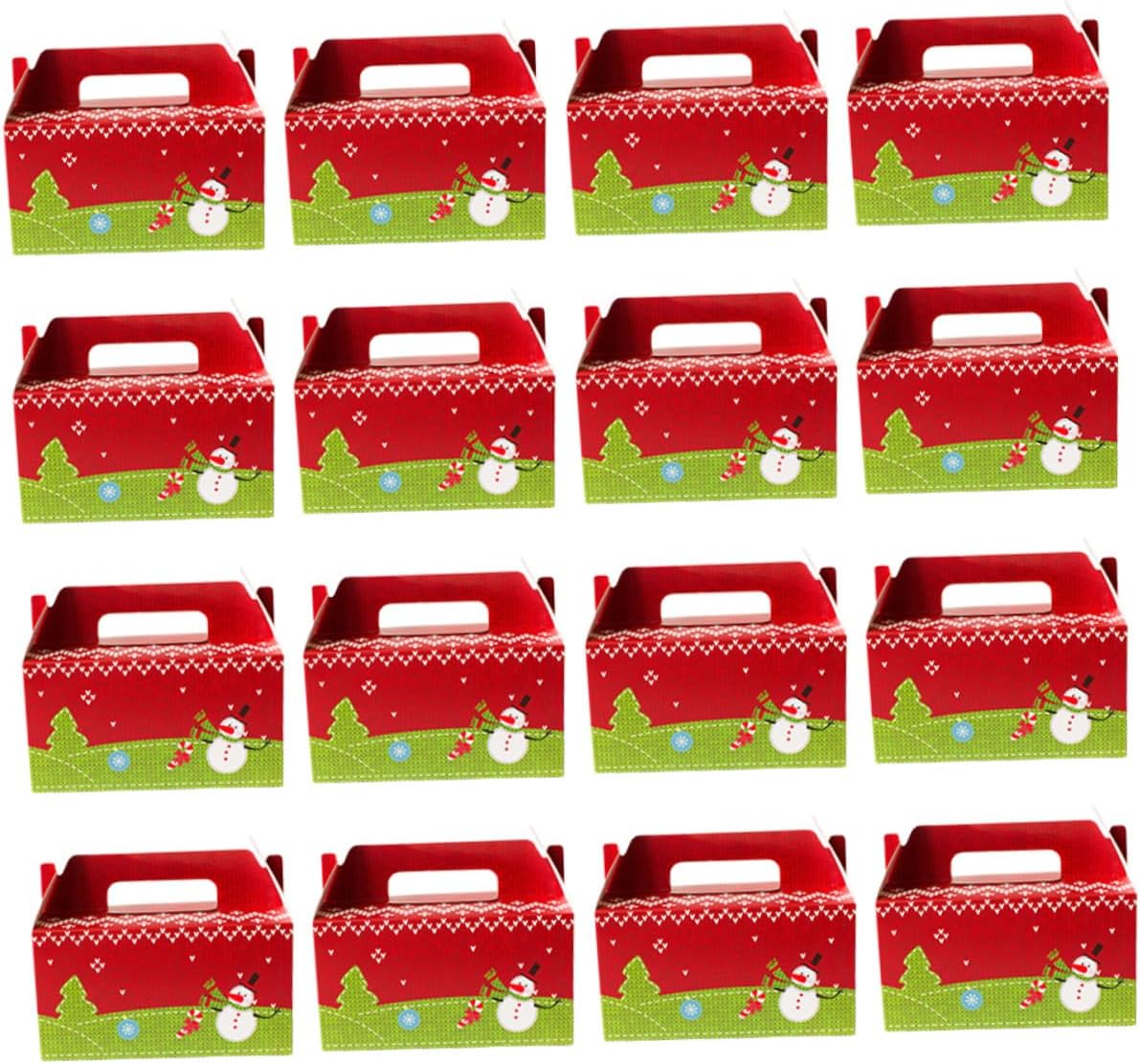 Housoutil 20pcs Christmas Cupcake Boxes with Two-cup Holder and Window, Paper Cake Containers for Holiday Treats, Bakery Food Storage Carrier for Party and Packaging