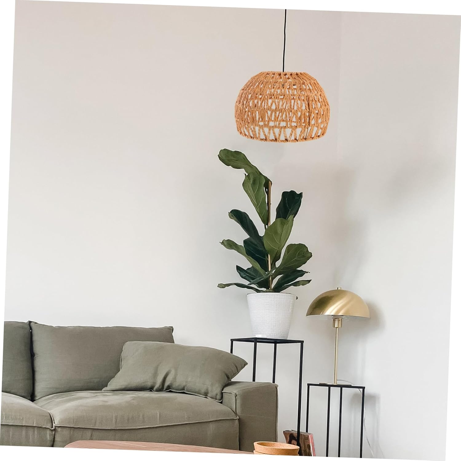 PRETYZOOM Handwoven Paper String Lampshade for Rustic Ceiling Lights Vintage Style Ceiling Lamp Cover Easy to Install Fits Various Lamps Like Chandeliers and Wall Lights