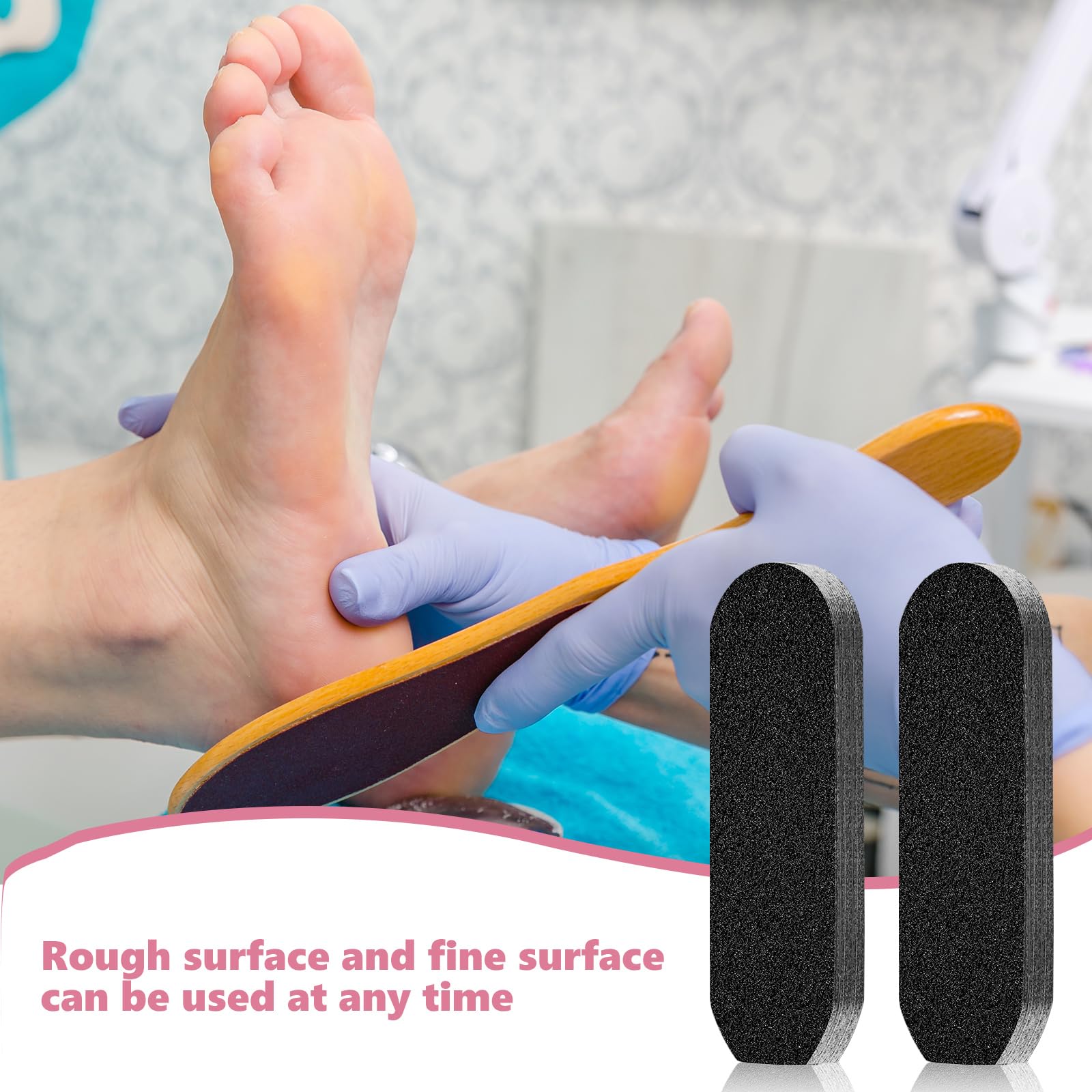 Flutesan 80 piezas de repuesto de limas de pie de acero inoxidable, almohadillas de repuesto de lima de pie negras, almohadillas de repuesto de lima de pie de doble cara reutilizables para pedicura