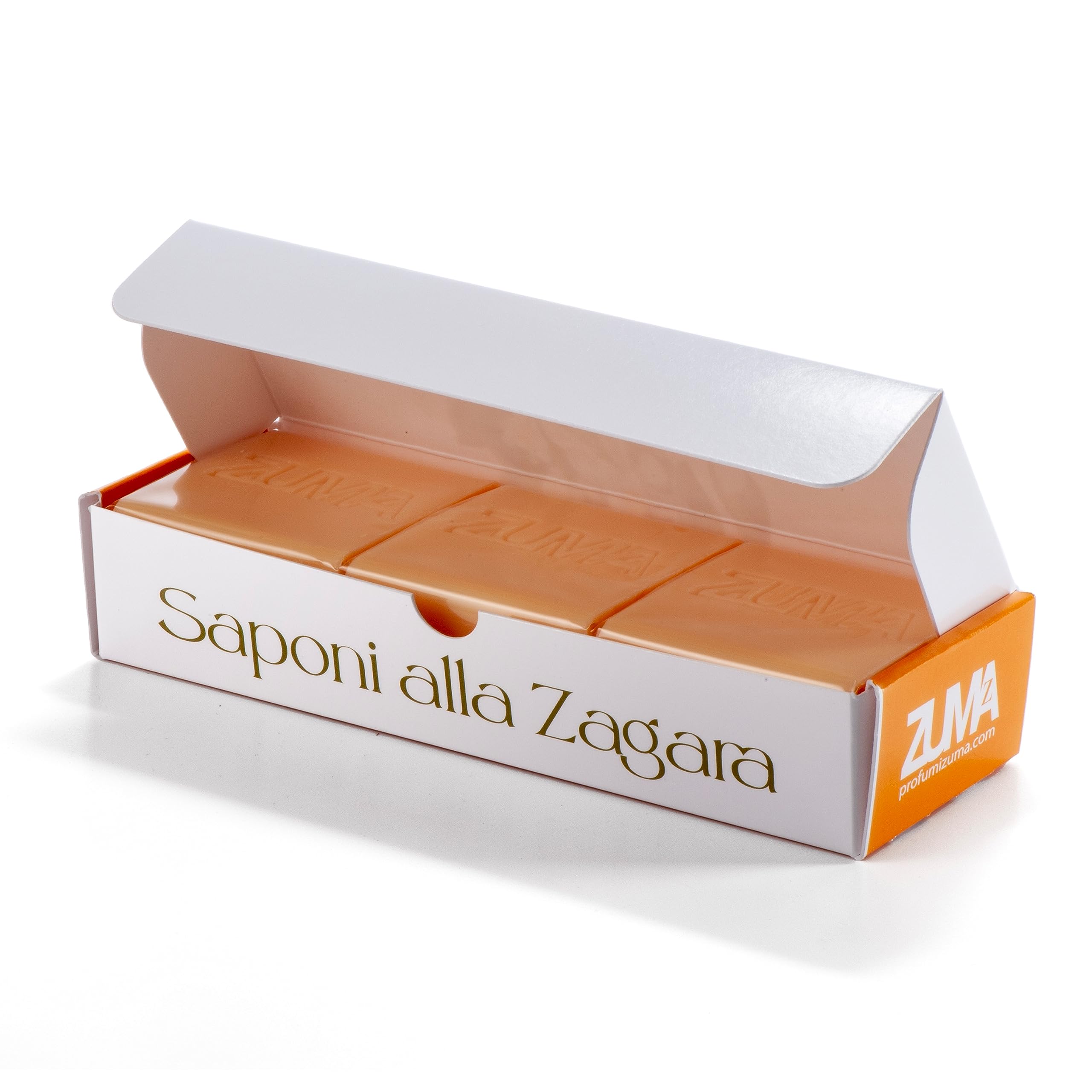 Profumi Zuma - Saponette Profumate Naturali alla Zagara di Sicilia in Confezione da 125g x 3 - Saponetta Vegetale Multiuso con Fiori d'Arancio per Corpo, Mani e Viso