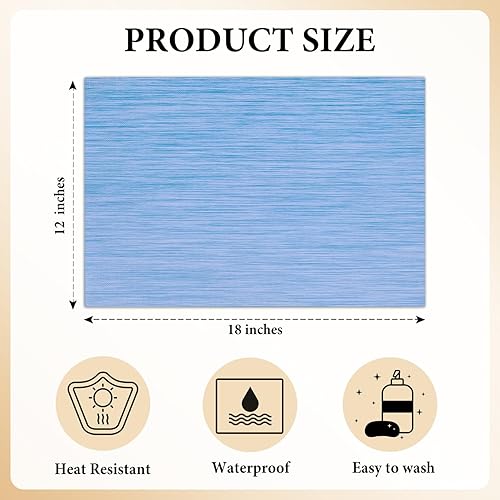 Miniatura 2 de Juego de 4 manteles individuales azules, 12 x 18 pulgadas, impermeables, resistentes al calor, manteles individuales para mesa de comedor, manteles