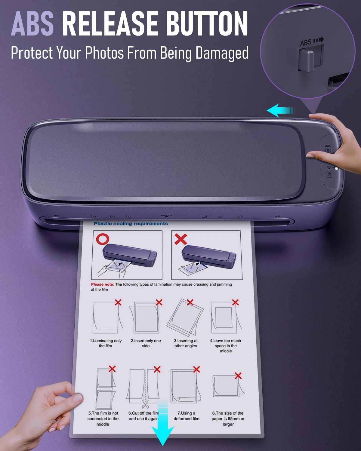 laminator A3 z folią laminującą, 30 sztuk, do laminowania na gorąco i na zimno, do laminowania A3, A4, A5, A6, 9 w 1, z obcinaczem do papieru i frontem narożnym, do laminowania do szkoły