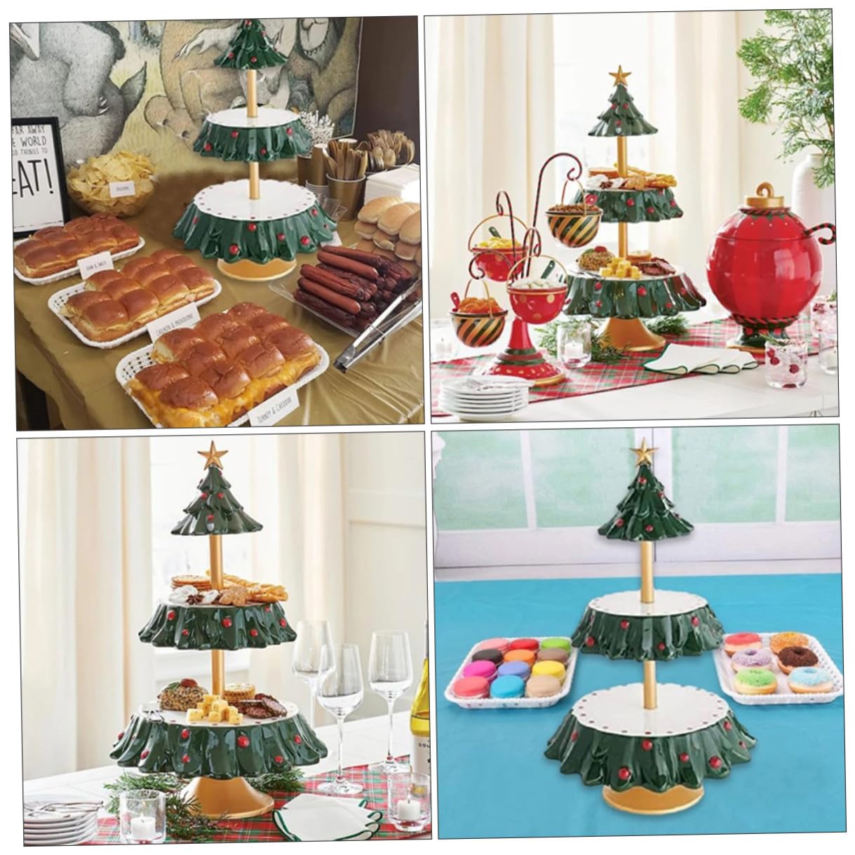 OUNONA Bandeja de Resina Multifuncional para Aperitivos Navideños Soporte para Dulces y Platos de Fruta, Diseño de Mesa Pequeña para Snacks en Fiestas y Celebraciones, Decoración