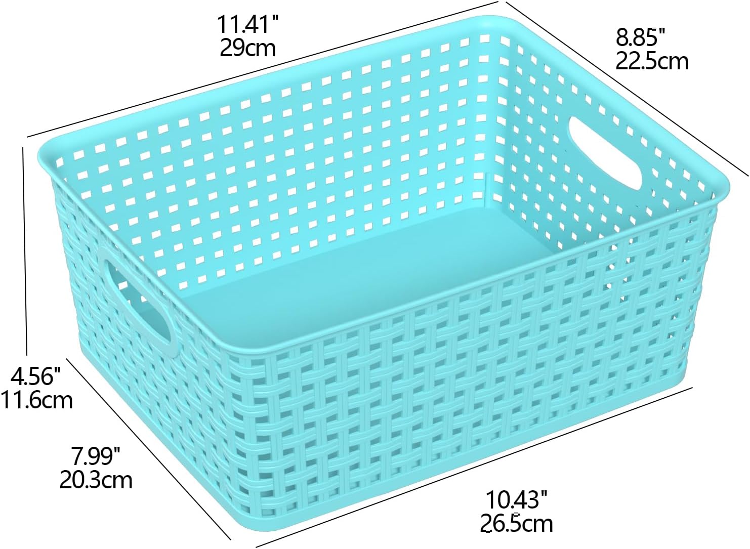 Medium Plastic Woven Storage Basket, Colorful Storage Basket, 4 Packs - Image 3