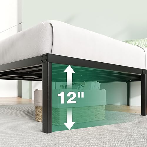 Miniatura 3 de Novilla Marco de cama tamaño King, plataforma de metal de 14 pulgadas, marco de cama tamaño King con espacio de almacenamiento debajo de los marcos